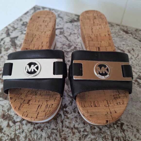 MICHAEL MICHAEL KORS // Warren Platform  Black Sandal  size 8M - Picture 1 of 8